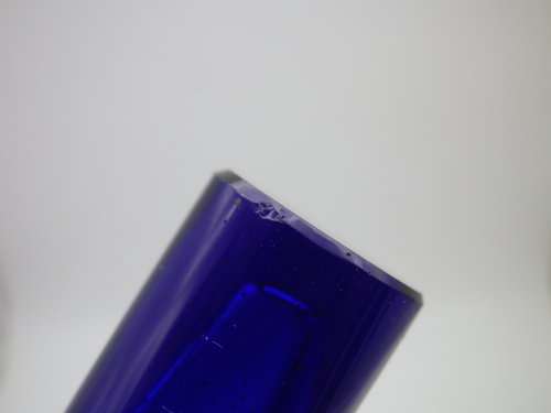 Antique Cobalt Blue Scent perfume bottle. Hallmarked silver lid, B/ham 1892 Hilliard & Thomason 7cm.