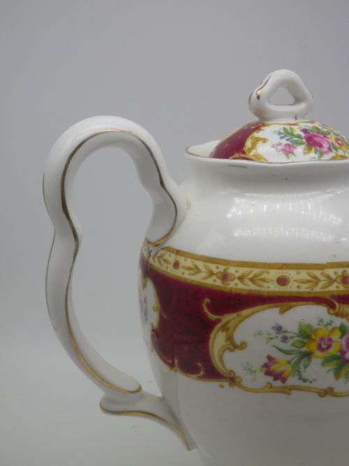 VINTAGE ROYAL ALBERT `LADY HAMILTON` BONE CHINA COFFEE OR CHOCOLATE POT Rg No: 832394