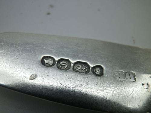 Three GEORGE II Hallmarked Sterling Silver Fiddleback Spoons. LONDON 1758 William Eaton. 14cm 66g