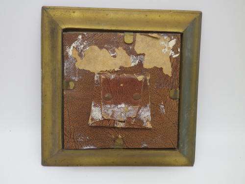 Antique hand-painted miniature portrait behind glass in ornate metal frame. 15cm