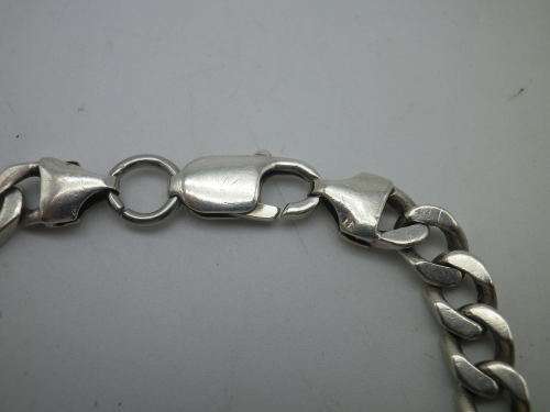 Vintage Sterling Silver Curb Link Identity Bracelet. Made in Italy 20cm 18grms