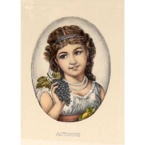 Children of the SEASONS, 4 Framed Portrait Lithographs, Italy   39x28.5cm BEAUTIFUL