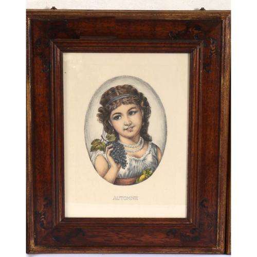 Children of the SEASONS, 4 Framed Portrait Lithographs, Italy   39x28.5cm BEAUTIFUL