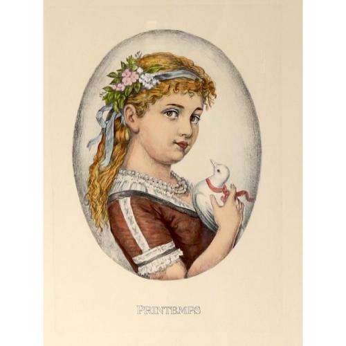 Children of the SEASONS, 4 Framed Portrait Lithographs, Italy   39x28.5cm BEAUTIFUL
