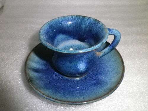 LINNWARE COBALT BLUE DEMITASSE CUP & SAUCER South African Pottery.
