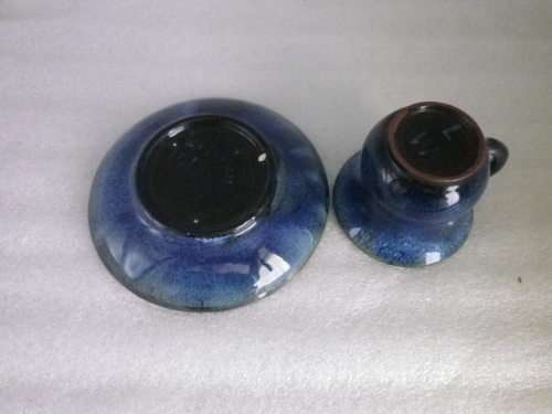LINNWARE COBALT BLUE DEMITASSE CUP & SAUCER South African Pottery.