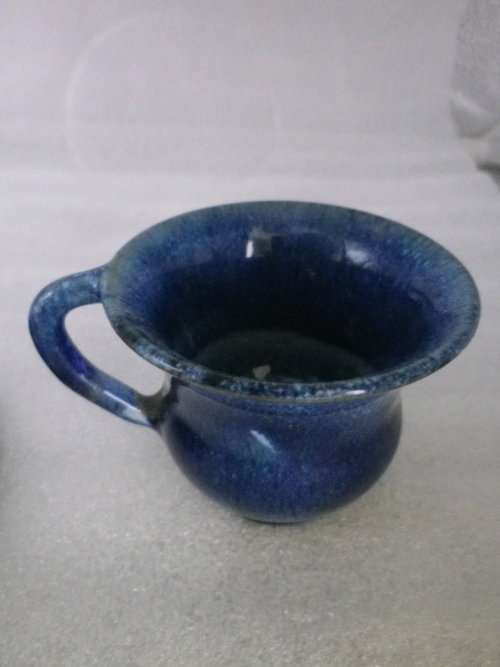 LINNWARE COBALT BLUE DEMITASSE CUP & SAUCER South African Pottery.