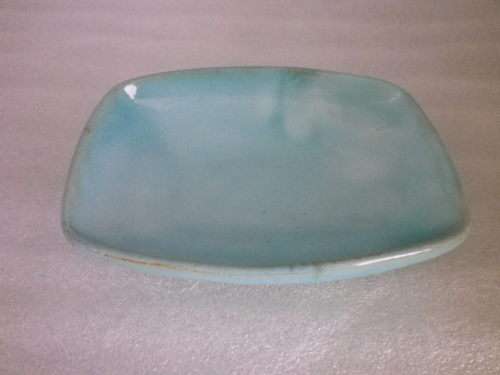 EARLY LINNWARE SMALL RECTANGULAR  SHALLOW BOWL-PALE BLUE GLAZE ICONIC SA Pottery.15X11X3CM