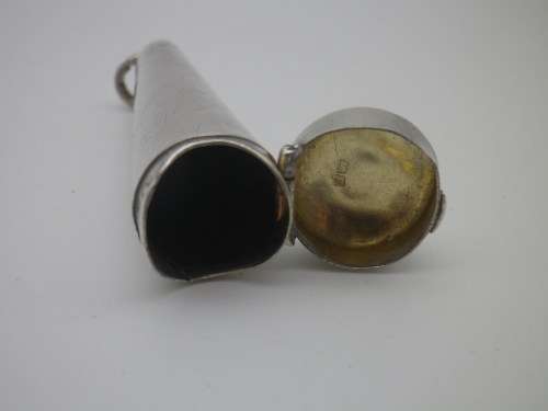 Antique STERLING SILVER Small Chatelaine cheroot or cigar case. Birmingham, 1902 5 cm