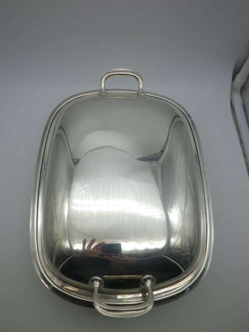 ART DECO EPNS lidded serving dish on four removable feet. ANGORA, ENGLAND
