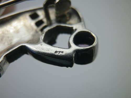 Sterling Silver, amethyst, onyx & marcasite Vintage SQUIRREL brooch