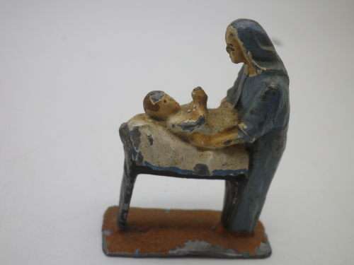 Miniature Nativity set. Vintage Antique lead 5 piece set. UNION OF SOUTH AFRICA! Special. 5cm tall