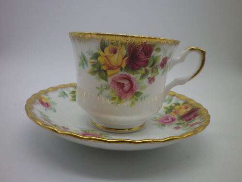 Vintage Royal Stafford Bone China Gillded Duo. `Bouquet` Pattern Excellent Condition