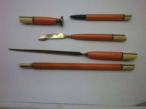 SUPERB ART DECO c1920s 5 piece Bakelite boxed Writing set