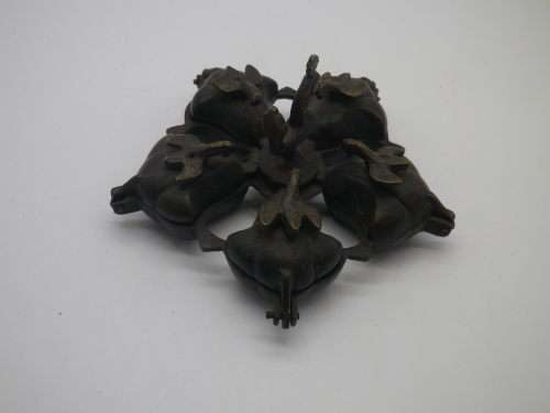 Vintage Spice Tikka Powder Holder Indian Brass 5 Compartment With Peacock Finial