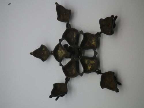 Vintage Spice Tikka Powder Holder Indian Brass 5 Compartment With Peacock Finial