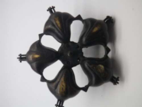 Vintage Spice Tikka Powder Holder Indian Brass 5 Compartment With Peacock Finial