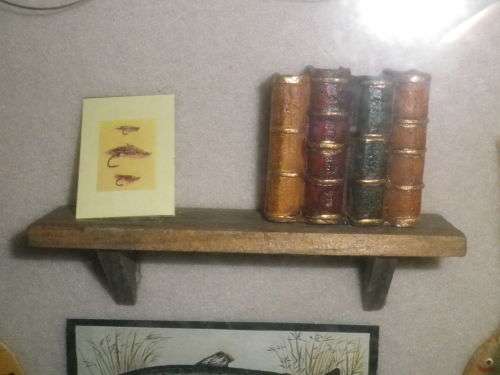 TROUT FISHING shadow BOX  3 D Assemblage Beautiful detail. Glass fronted box. 39x35x11cm