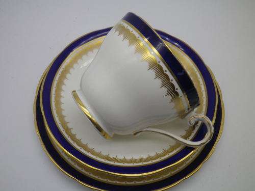 Vintage Aynsley Trio. Embassy Pattern. White, blue & Gold.