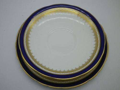 Vintage Aynsley Trio. Embassy Pattern. White, blue & Gold.