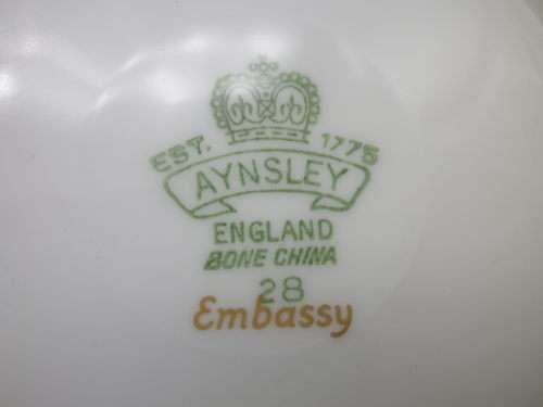 Vintage Aynsley Trio. Embassy Pattern. White, blue & Gold.
