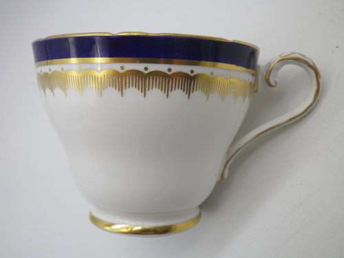 Vintage Aynsley Trio. Embassy Pattern. White, blue & Gold.