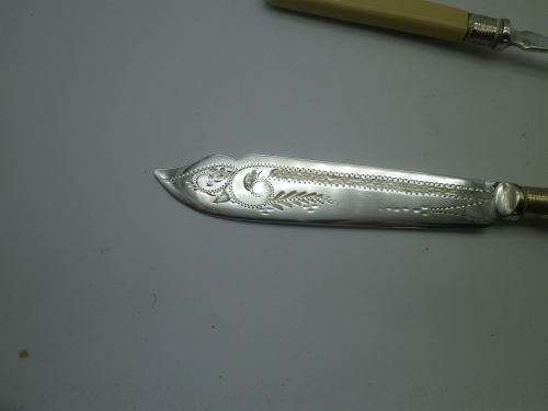 EPNS Fish Knife & Fork Vintage set with faux bone handles 12 piece. Boxed.