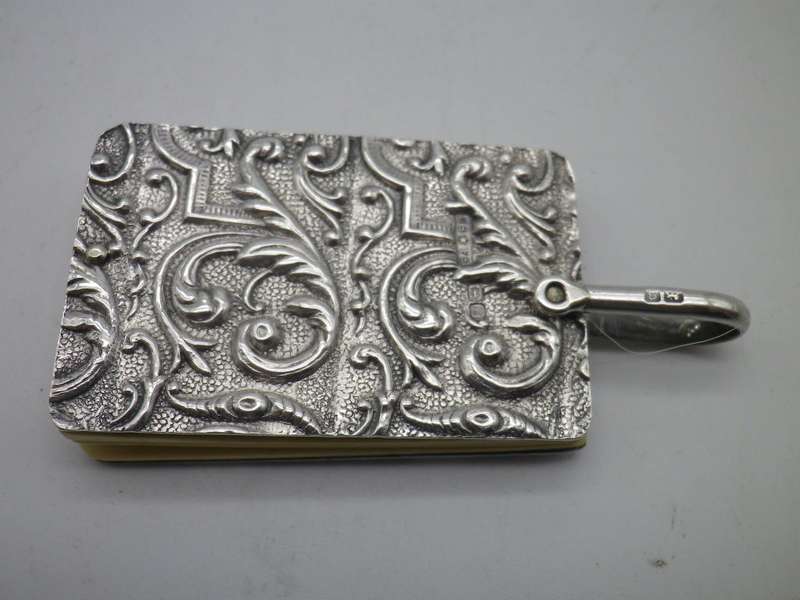 RARE Antique Chatelaine Hallmarked Silver & Ivory Dance Card. Chester, 1902, CS* SF