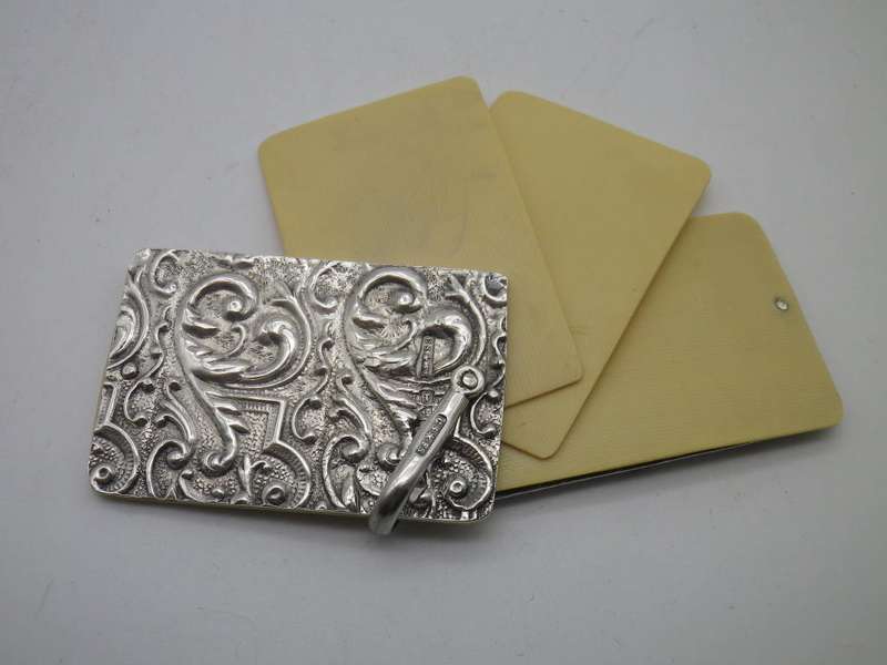 RARE Antique Chatelaine Hallmarked Silver & Ivory Dance Card. Chester, 1902, CS* SF