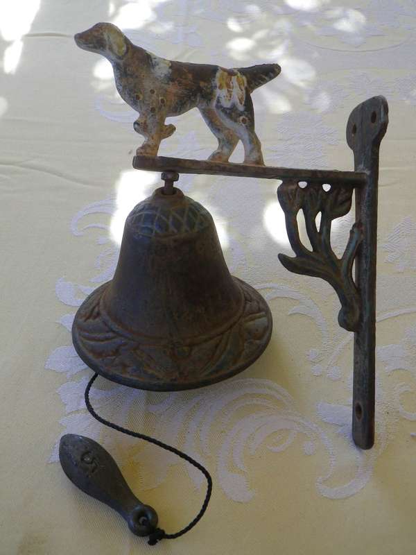 Antique Cast Iron Shop Bell with Beagle Decoration