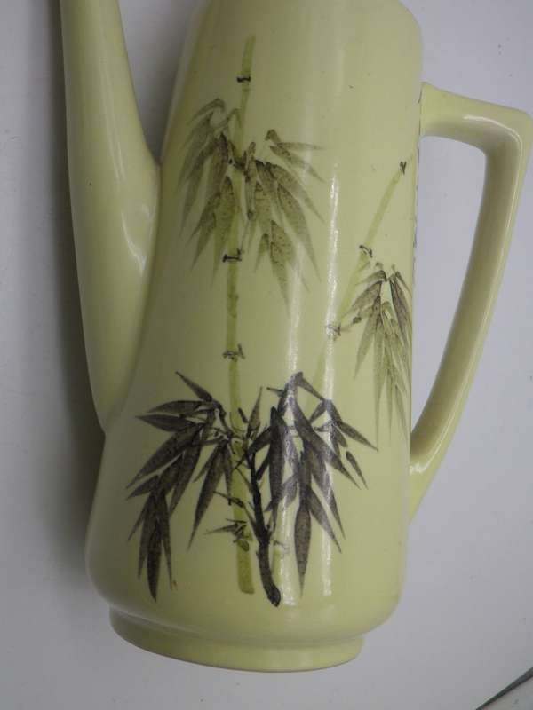 Unusual oriental Vintage coffee pot with Bamboo pattern