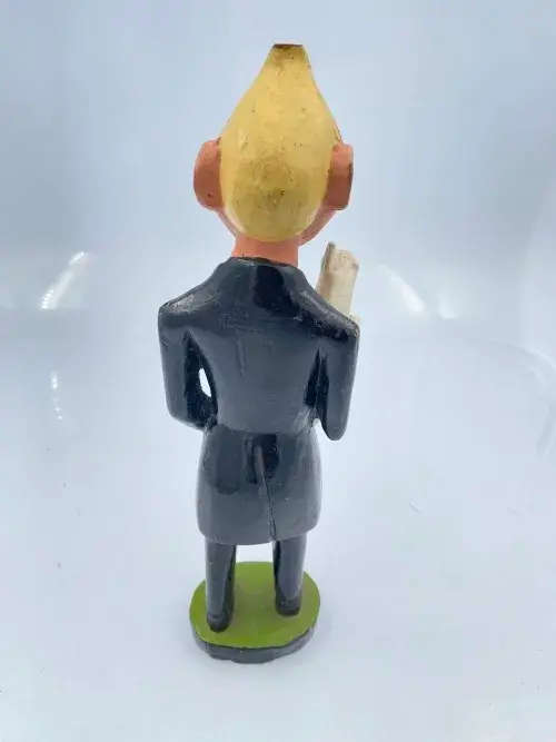Large Carved Wood TINTIN & SNOWY Figurine. RARE!
