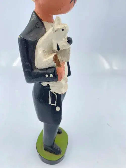 Large Carved Wood TINTIN & SNOWY Figurine. RARE!