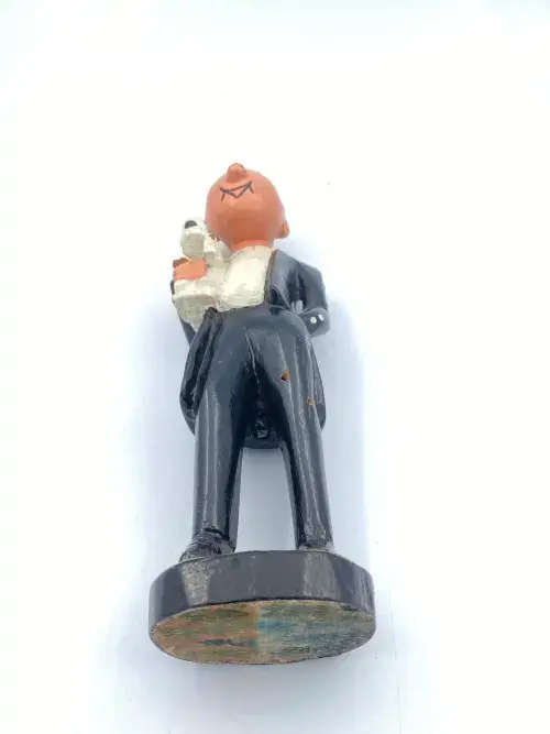 Large Carved Wood TINTIN & SNOWY Figurine. RARE!