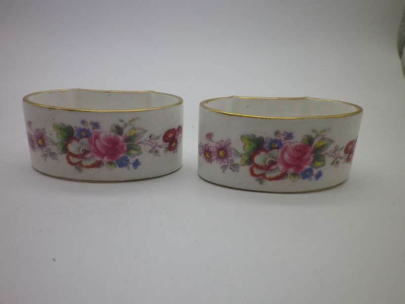 Vintage Royal Crown Derby Pair of Floral Serviette rings.