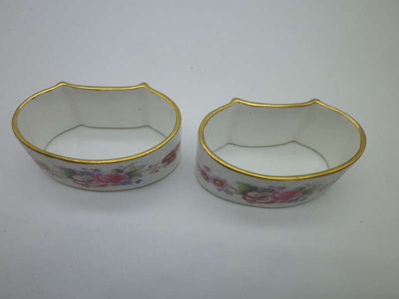 Vintage Royal Crown Derby Pair of Floral Serviette rings.