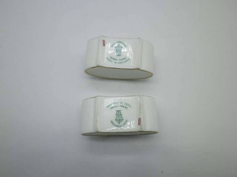 Vintage Royal Crown Derby Pair of Floral Serviette rings.