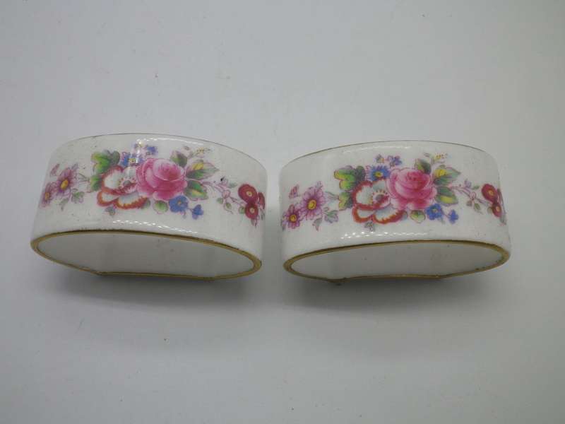 Vintage Royal Crown Derby Pair of Floral Serviette rings.