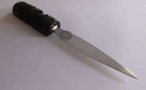 Mexican Sterling  Silver c1960s Taxco Letter opener with stone handle