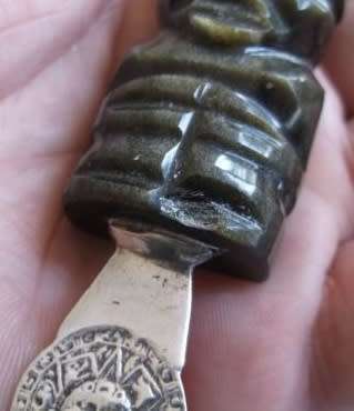 Mexican Sterling  Silver c1960s Taxco Letter opener with stone handle