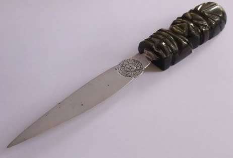 Mexican Sterling  Silver c1960s Taxco Letter opener with stone handle