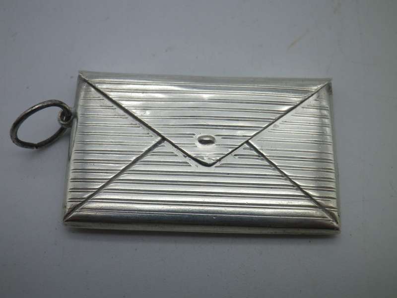 STERLING SILVER Pendant in shape of Envelope. Opens up