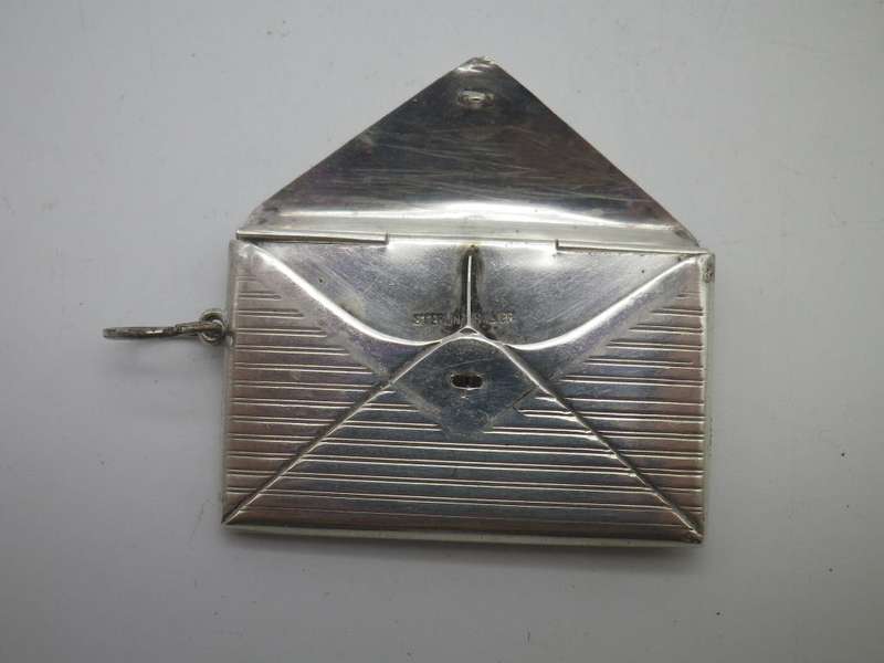 STERLING SILVER Pendant in shape of Envelope. Opens up