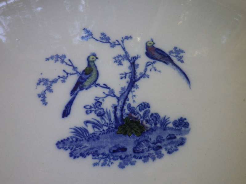 Antique Blue and White Large Serving Platter. Woods & Sons Oriental Birds Pattern 46x38cm