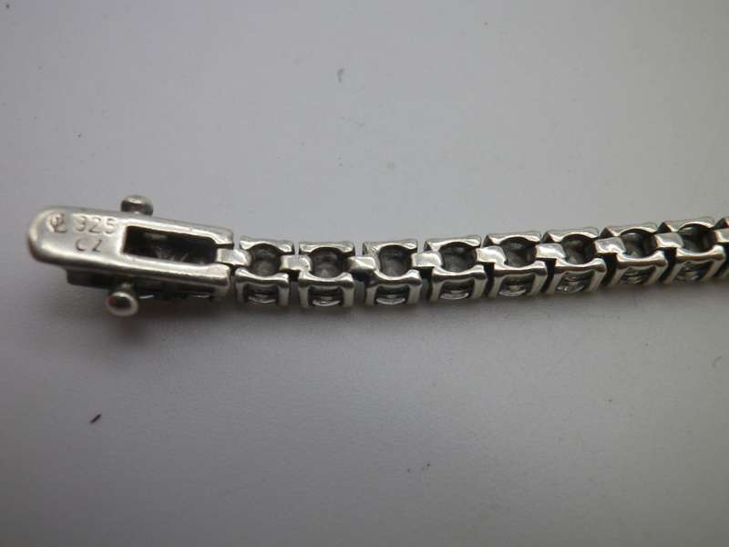 925 Sterling Silver Tennis Bracelet Set with Round Brilliant Cut Cubic Zirconias secure double clasp