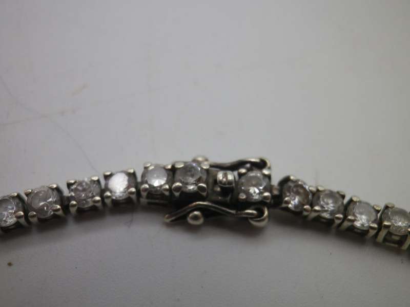 925 Sterling Silver Tennis Bracelet Set with Round Brilliant Cut Cubic Zirconias secure double clasp
