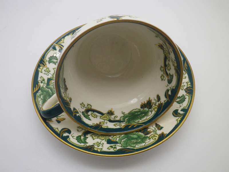 Vintage Mason's Ironstone Chartreuse England over sized cup and saucer duo