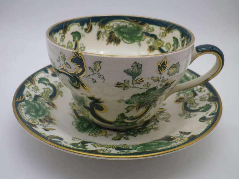 Vintage Mason's Ironstone Chartreuse England over sized cup and saucer duo