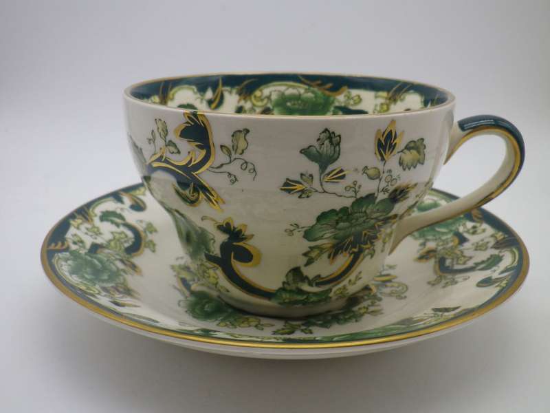 Vintage Mason's Ironstone Chartreuse England over sized cup and saucer duo