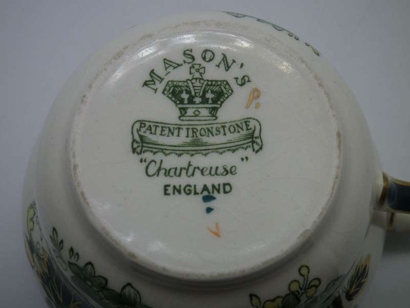 Vintage Mason's Ironstone Chartreuse England over sized cup and saucer duo